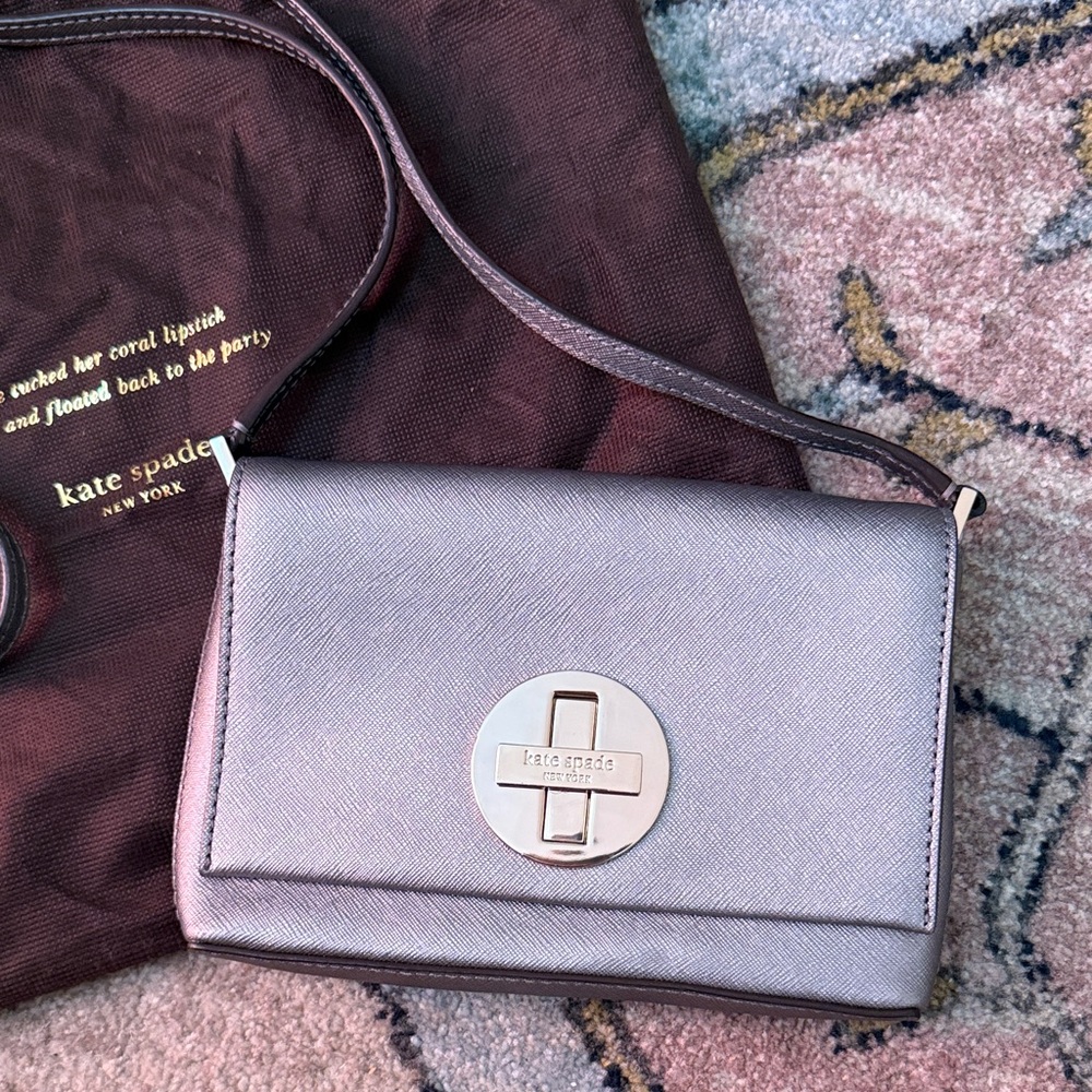 Kate Spade Silver Metallic Crossbody Bag